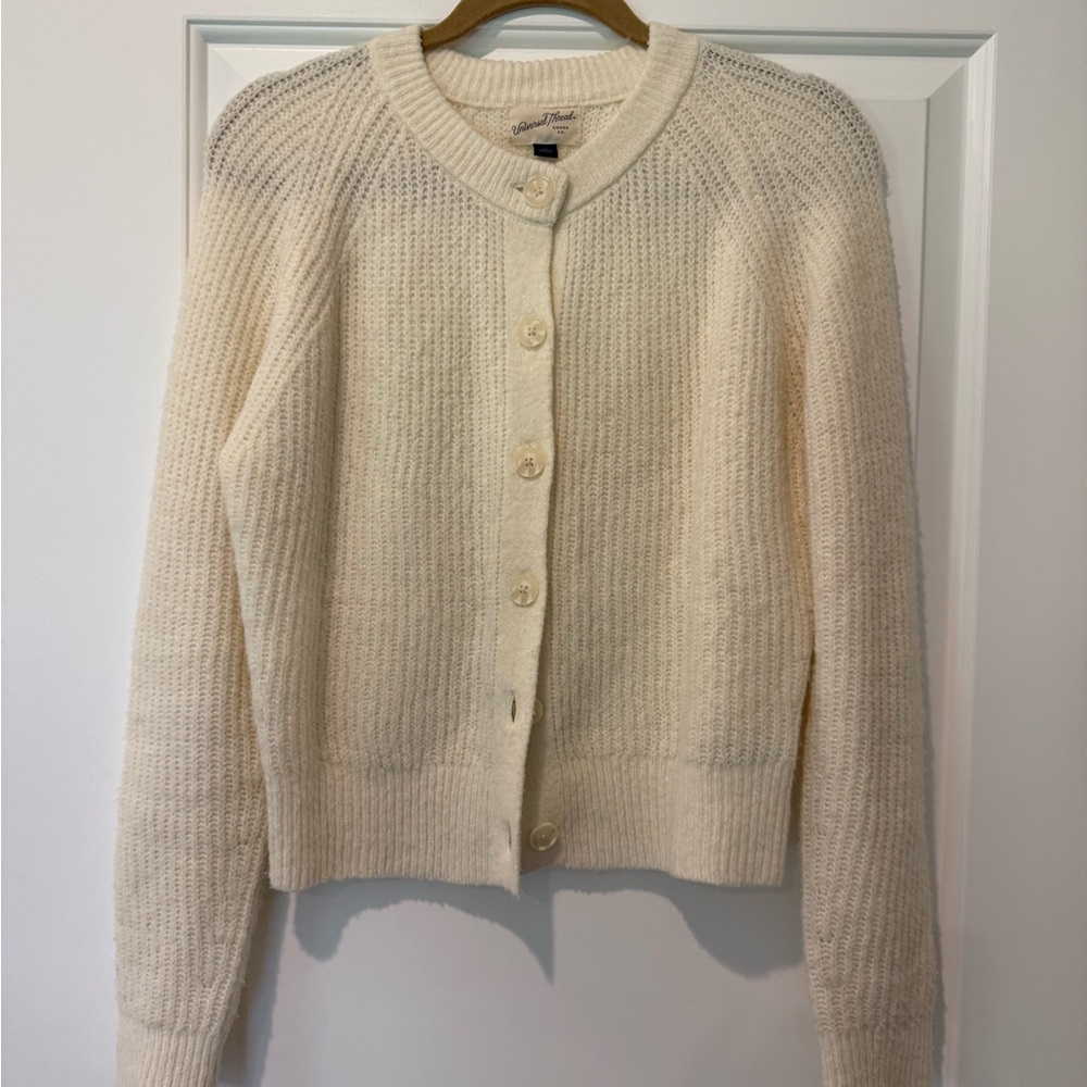 Universal Thread Cream Button-Front Knit Cardigan